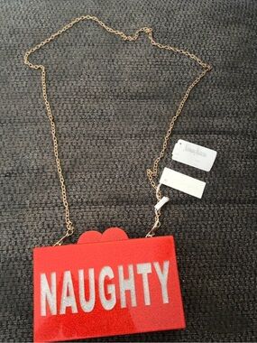 Bari Lynn Naughty Nice Red Glitter Box Clutch Crossbody NWT